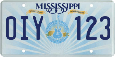 MS license plate OIY123