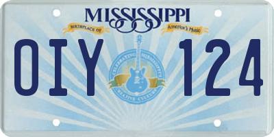 MS license plate OIY124