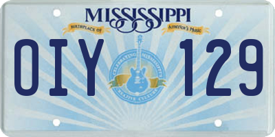 MS license plate OIY129