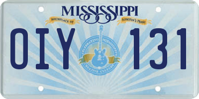 MS license plate OIY131