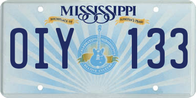 MS license plate OIY133