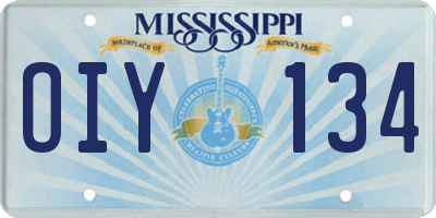 MS license plate OIY134