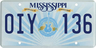 MS license plate OIY136