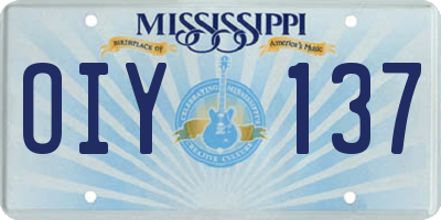 MS license plate OIY137