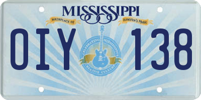 MS license plate OIY138