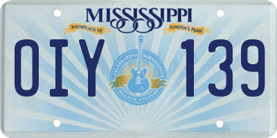 MS license plate OIY139
