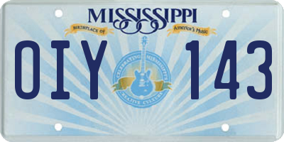 MS license plate OIY143