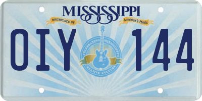 MS license plate OIY144