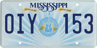 MS license plate OIY153