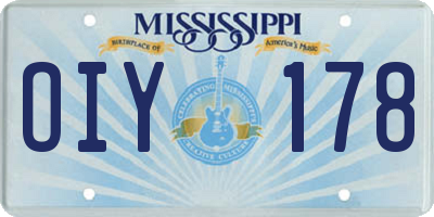 MS license plate OIY178