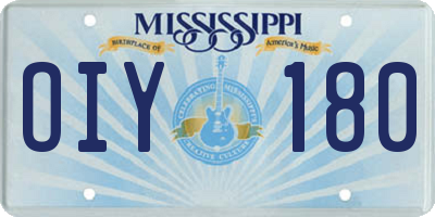 MS license plate OIY180