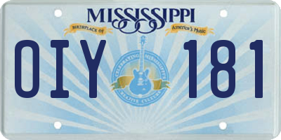 MS license plate OIY181
