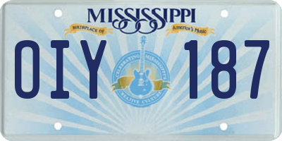 MS license plate OIY187