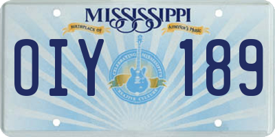 MS license plate OIY189