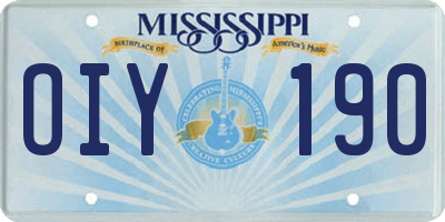MS license plate OIY190