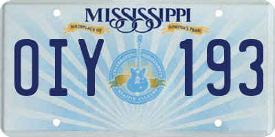 MS license plate OIY193