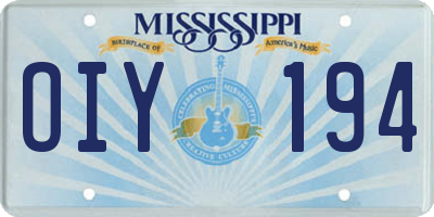 MS license plate OIY194