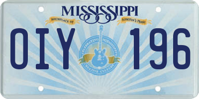 MS license plate OIY196