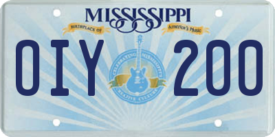 MS license plate OIY200