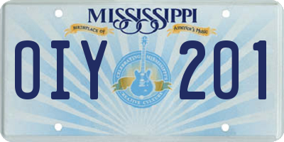 MS license plate OIY201