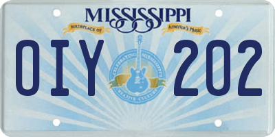 MS license plate OIY202