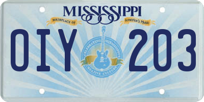 MS license plate OIY203