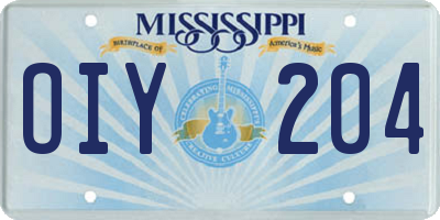 MS license plate OIY204