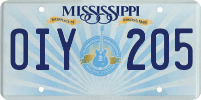 MS license plate OIY205