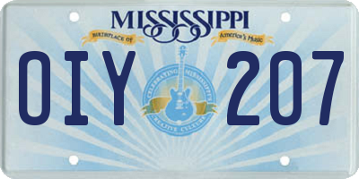 MS license plate OIY207
