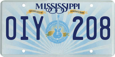 MS license plate OIY208