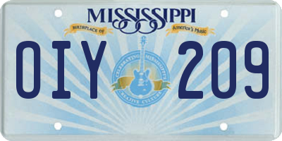 MS license plate OIY209