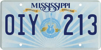 MS license plate OIY213