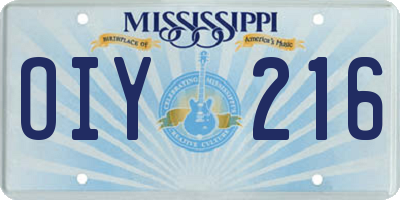 MS license plate OIY216