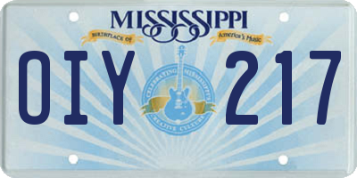 MS license plate OIY217