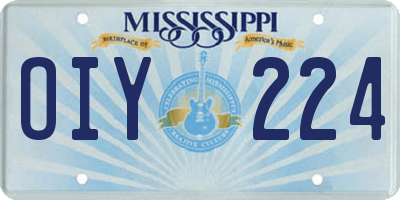MS license plate OIY224