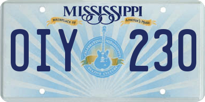 MS license plate OIY230