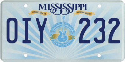 MS license plate OIY232
