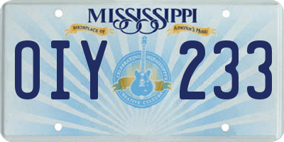MS license plate OIY233