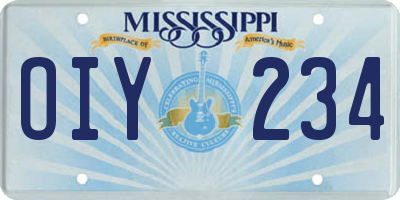 MS license plate OIY234