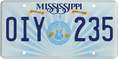 MS license plate OIY235