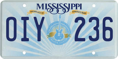 MS license plate OIY236