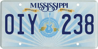 MS license plate OIY238