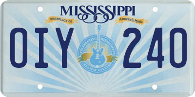 MS license plate OIY240