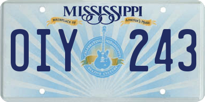 MS license plate OIY243