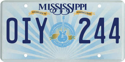 MS license plate OIY244