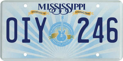 MS license plate OIY246