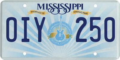 MS license plate OIY250