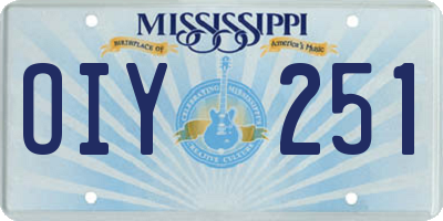 MS license plate OIY251