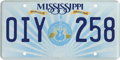 MS license plate OIY258