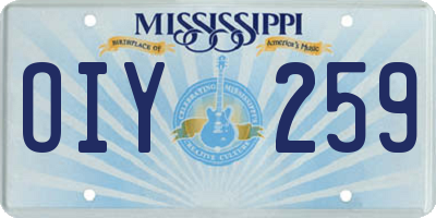 MS license plate OIY259